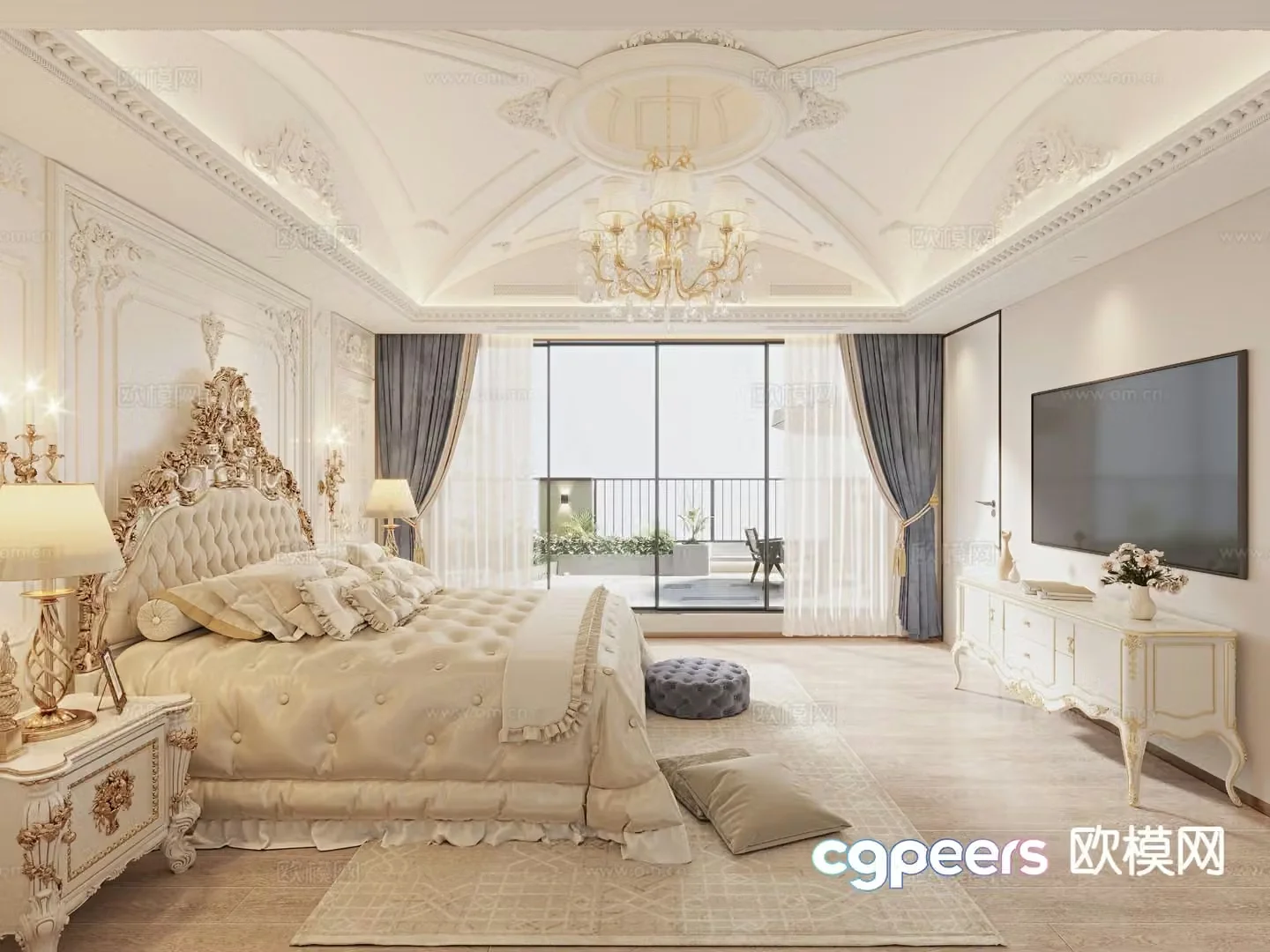 European style bedroom master bedroom 3d model