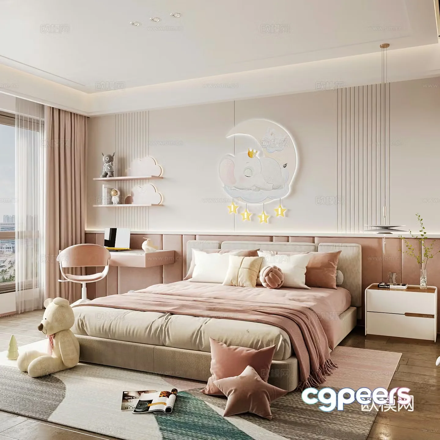 Cream style children’s room girl’s room 3d model
