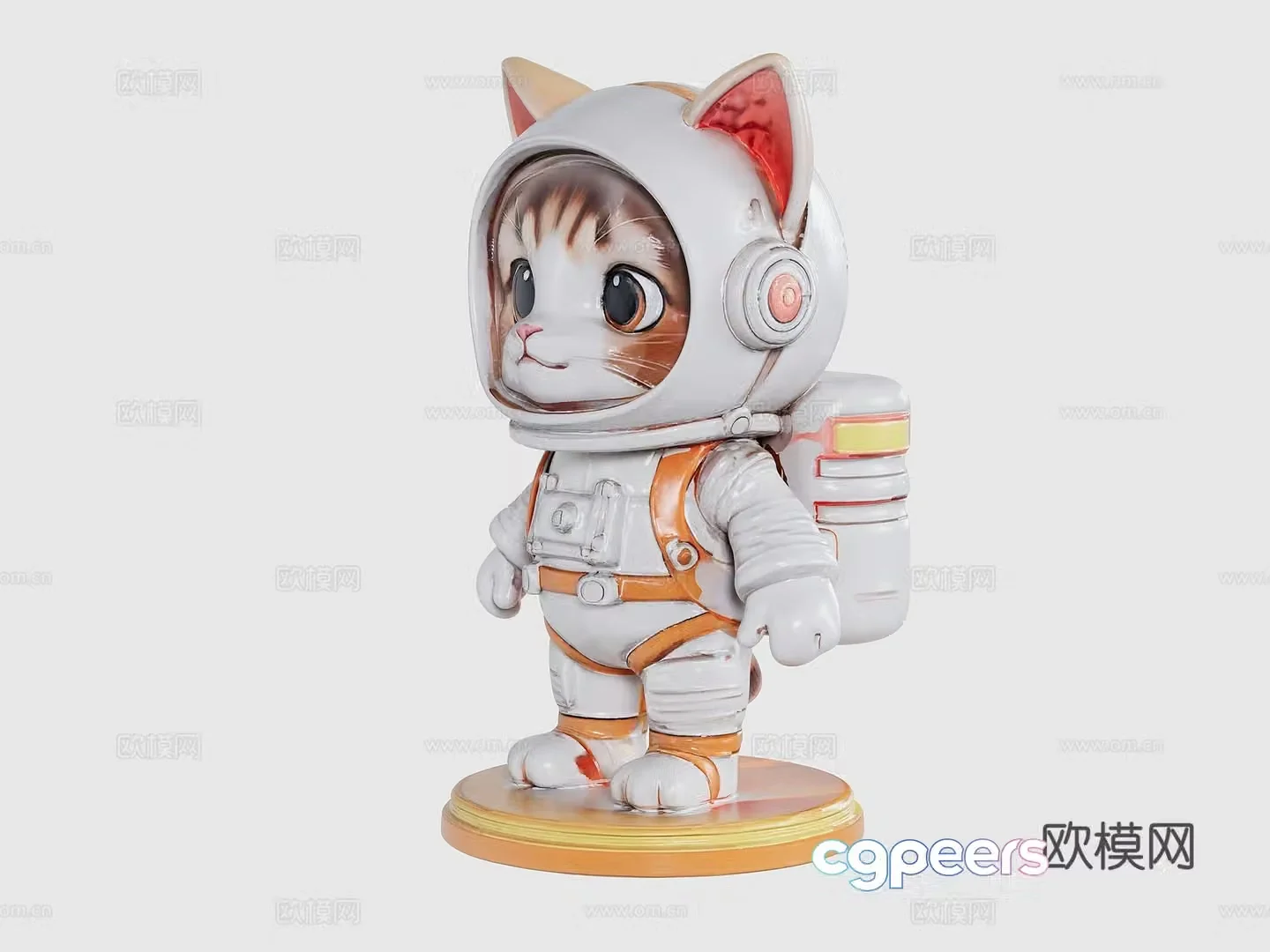 Space Cat Astronaut Figure 3D Model