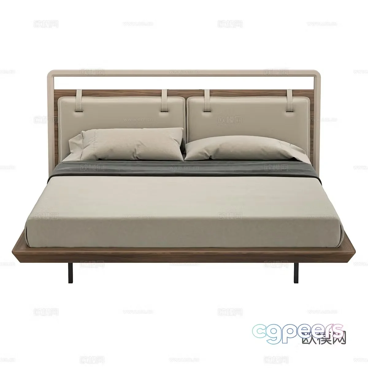 Nordic simple double bed double bed simple bed bedroom bed 3d model