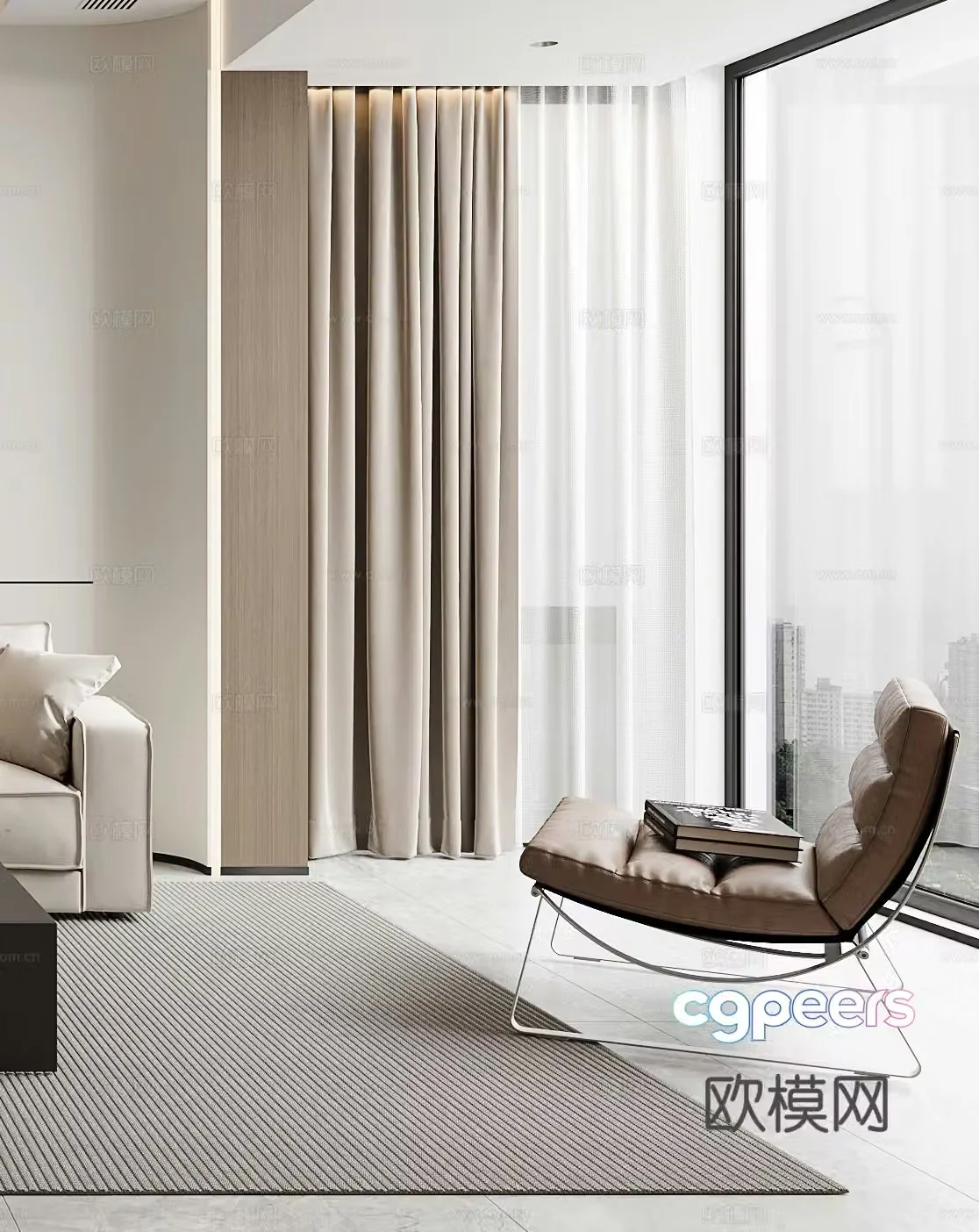 Modern casual chair rocking chair single chair side table corner table single chair simple 3d model