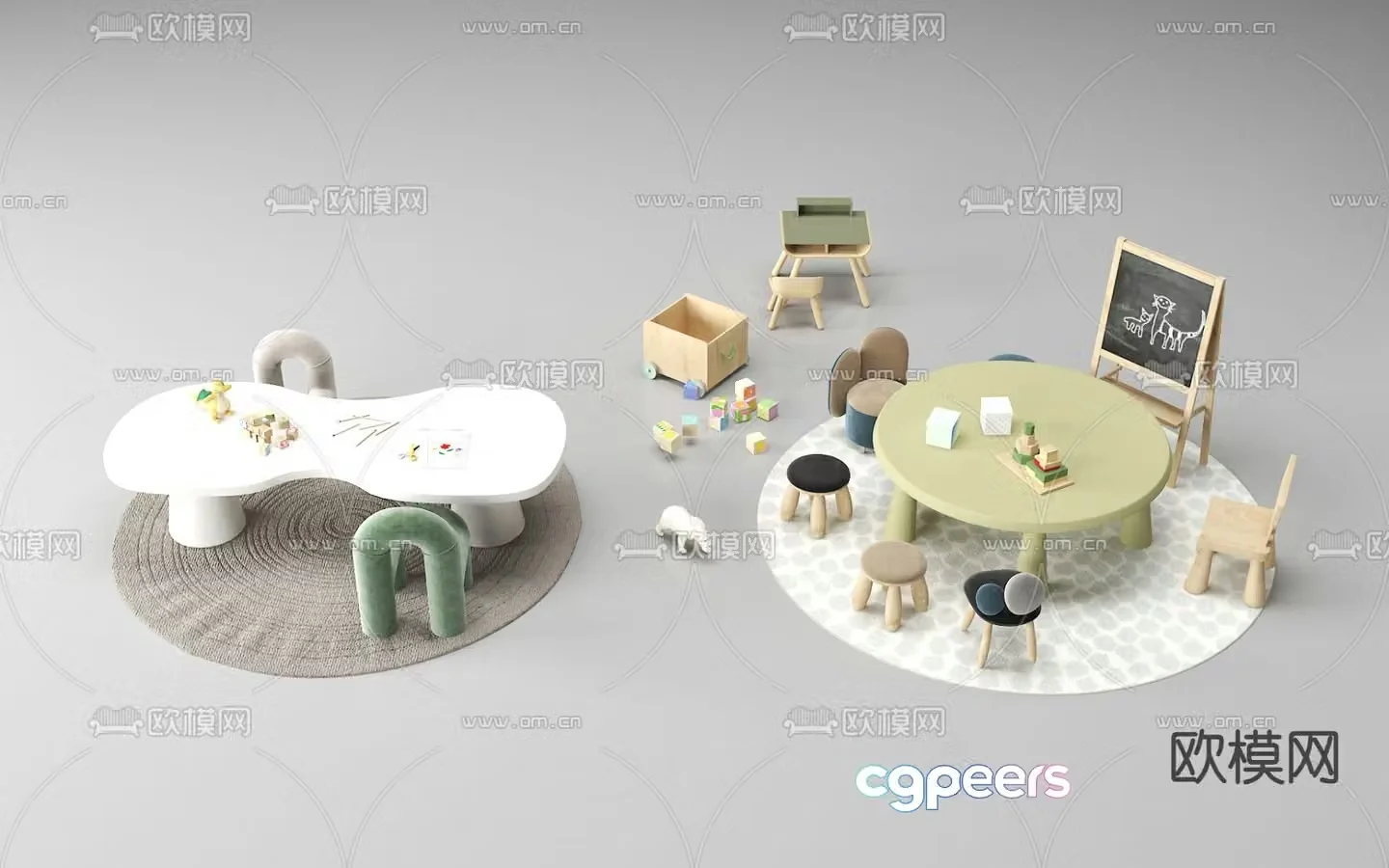 Children’s tables and chairs game tables and chairs 3d model