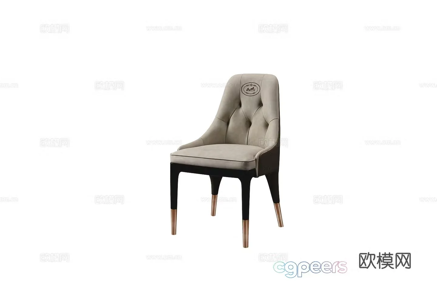 Light luxury European style dining chair 3d model