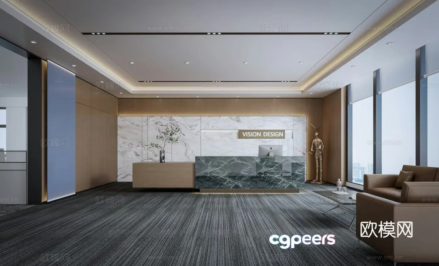 Modern company front desk 3D model