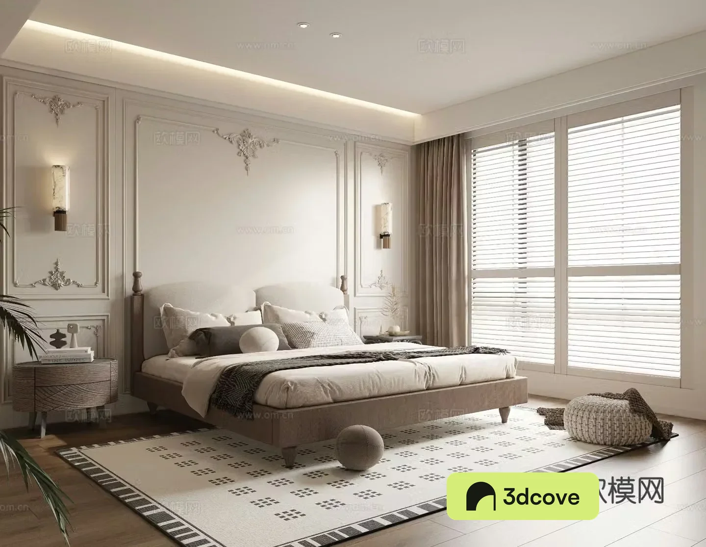 French style old-fashioned bedroom master bedroom second bedroom double bed elderly room