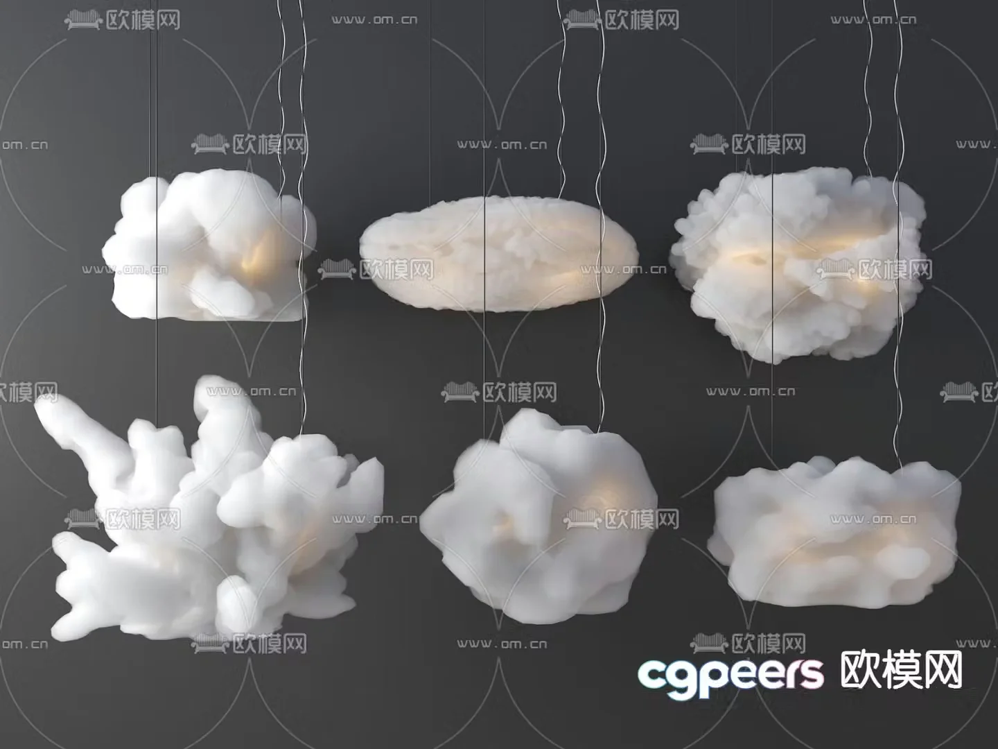 Cotton Chandelier Floating Cloud Light Cloud Light 3D Model