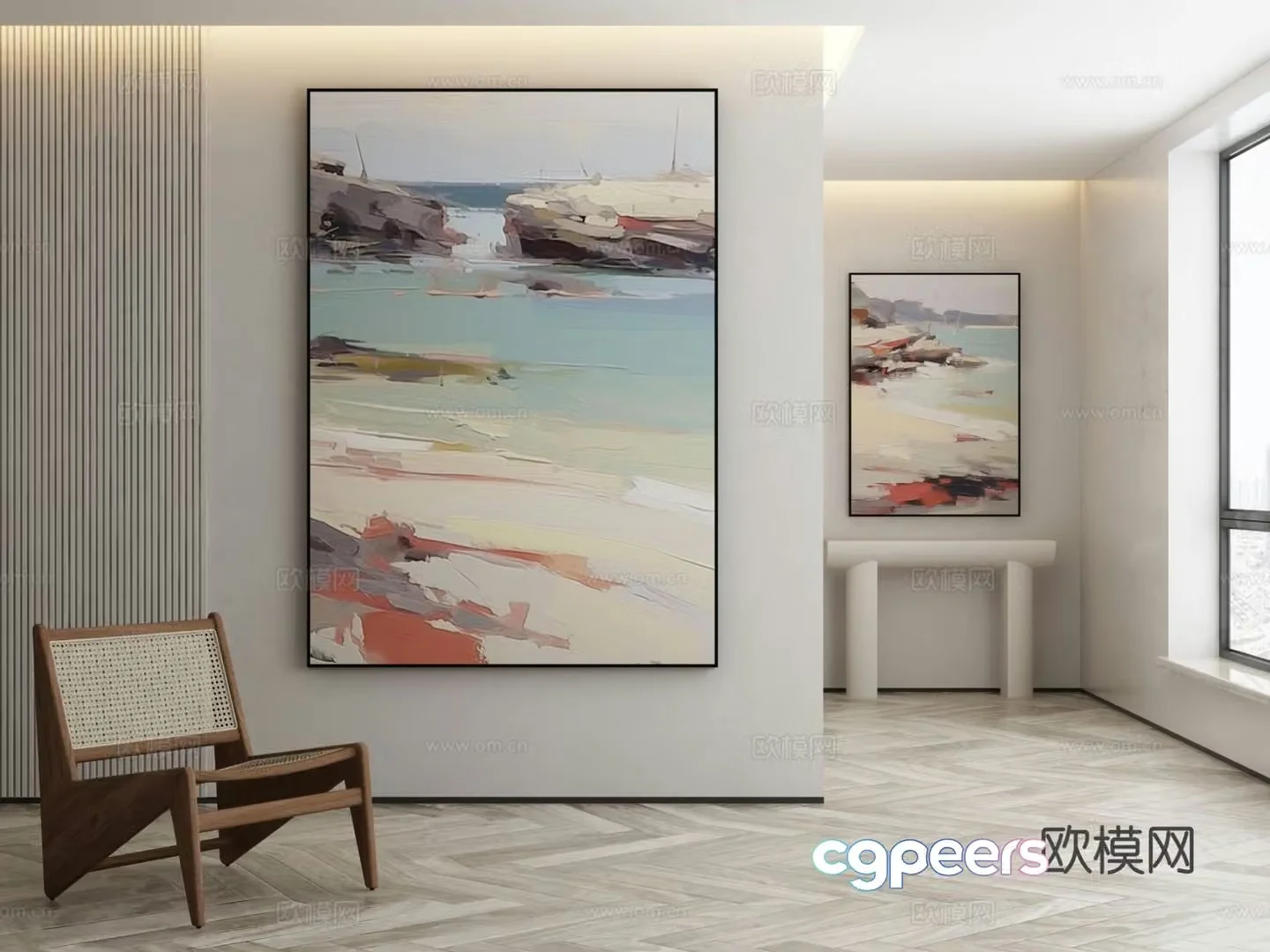 Modern decorative painting landscape oil painting 3d model