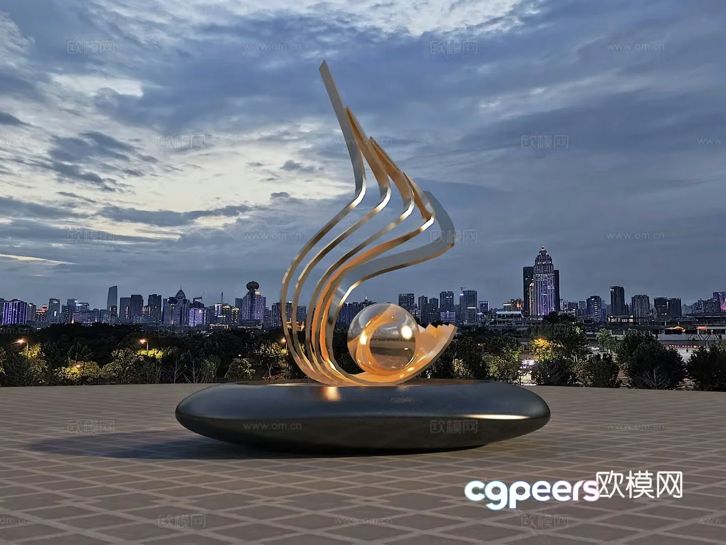Square installation Sculpture Landscape Art sketch 3d model