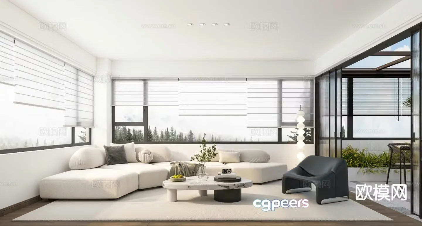 Cream style living room 3d model