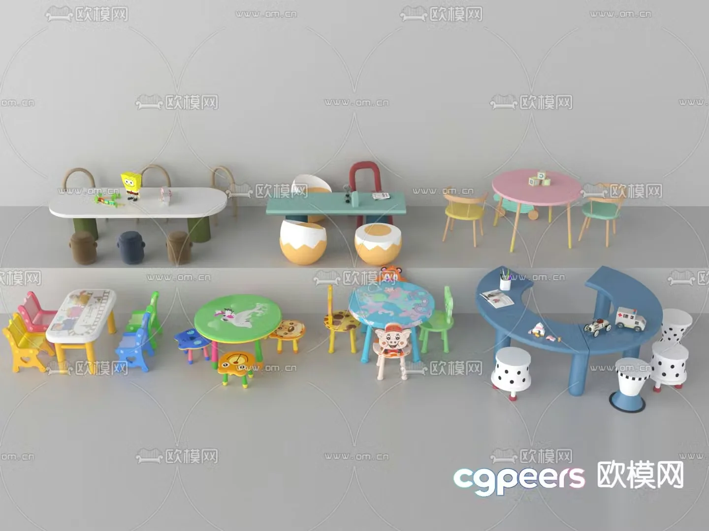 Children’s table and chair 3d model