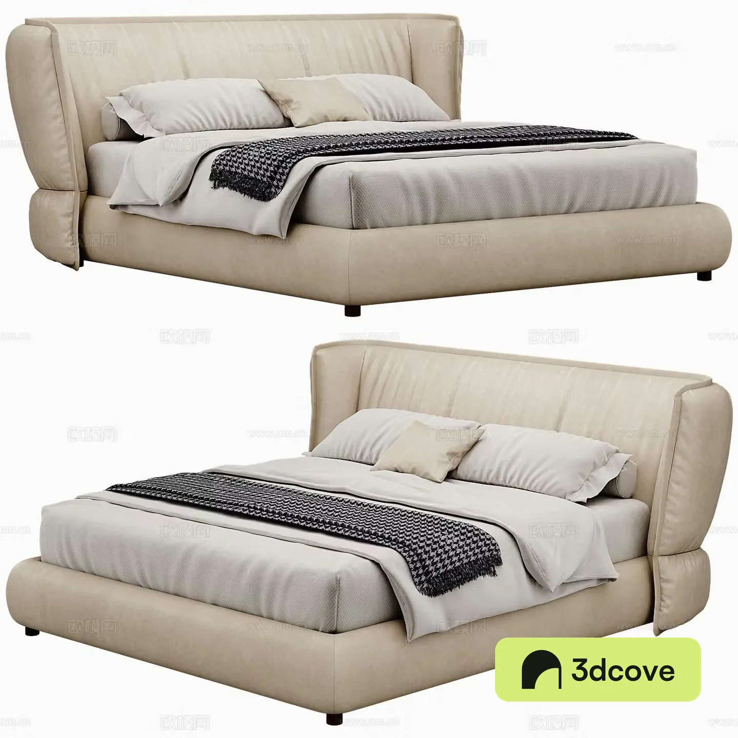 Modern Double Bed Fabric Double Bed Bedroom Bed Frame Bedding Pillow Holding