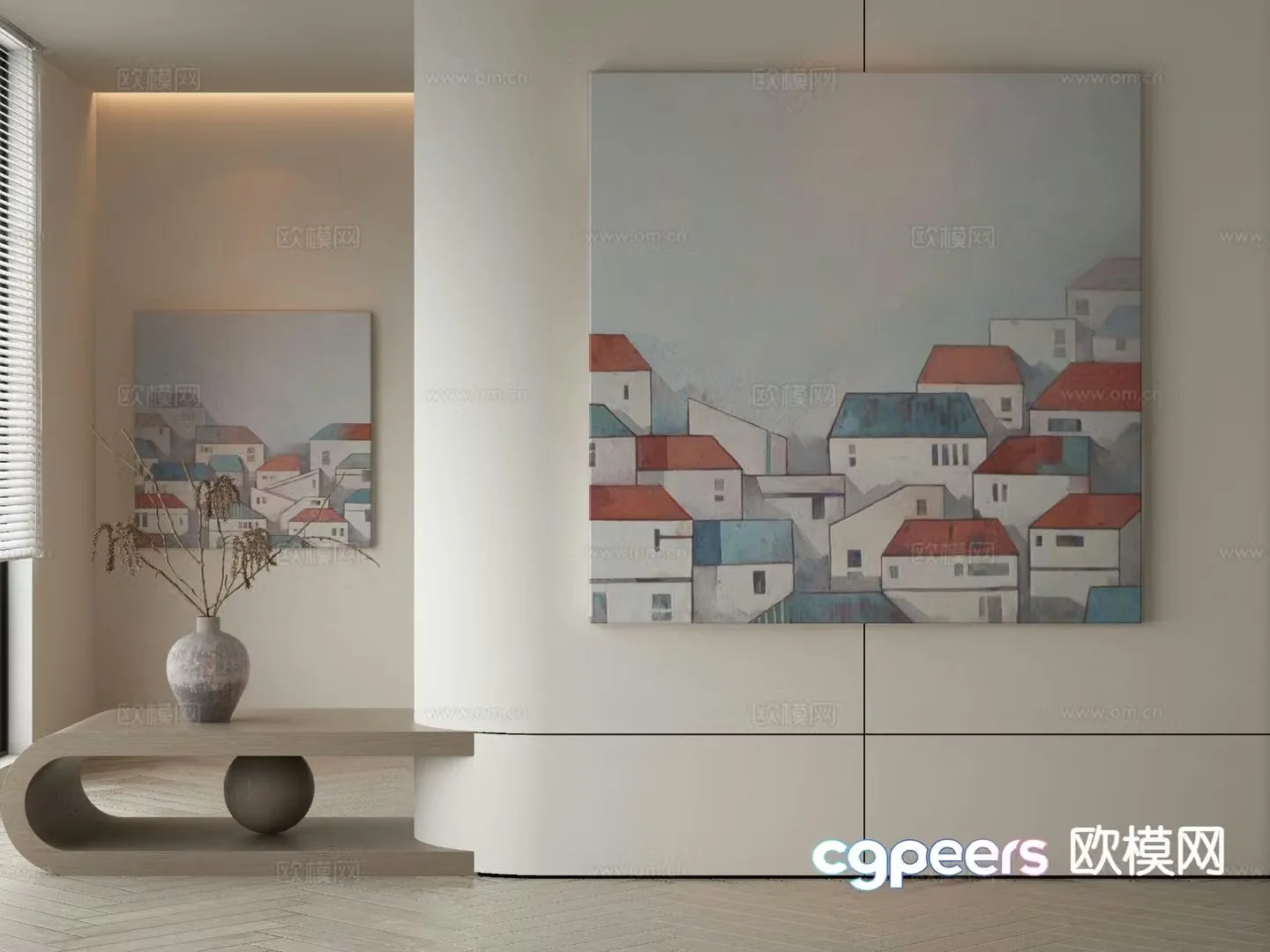 Modern decorative painting architectural painting cartoon simple drawing 3d model