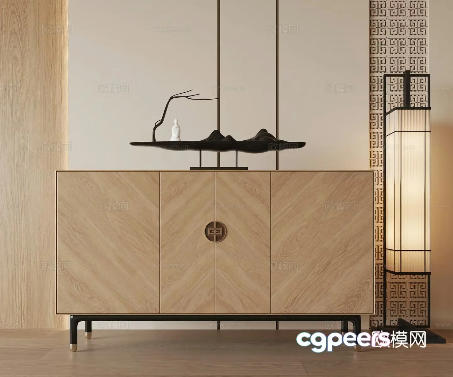 New Chinese side cabinet entrance cabinet 3D model