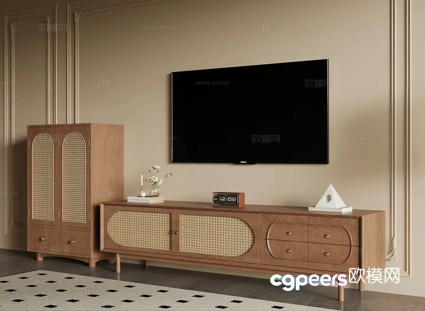TV cabinet French medieval TV cabinet carpet 3d model