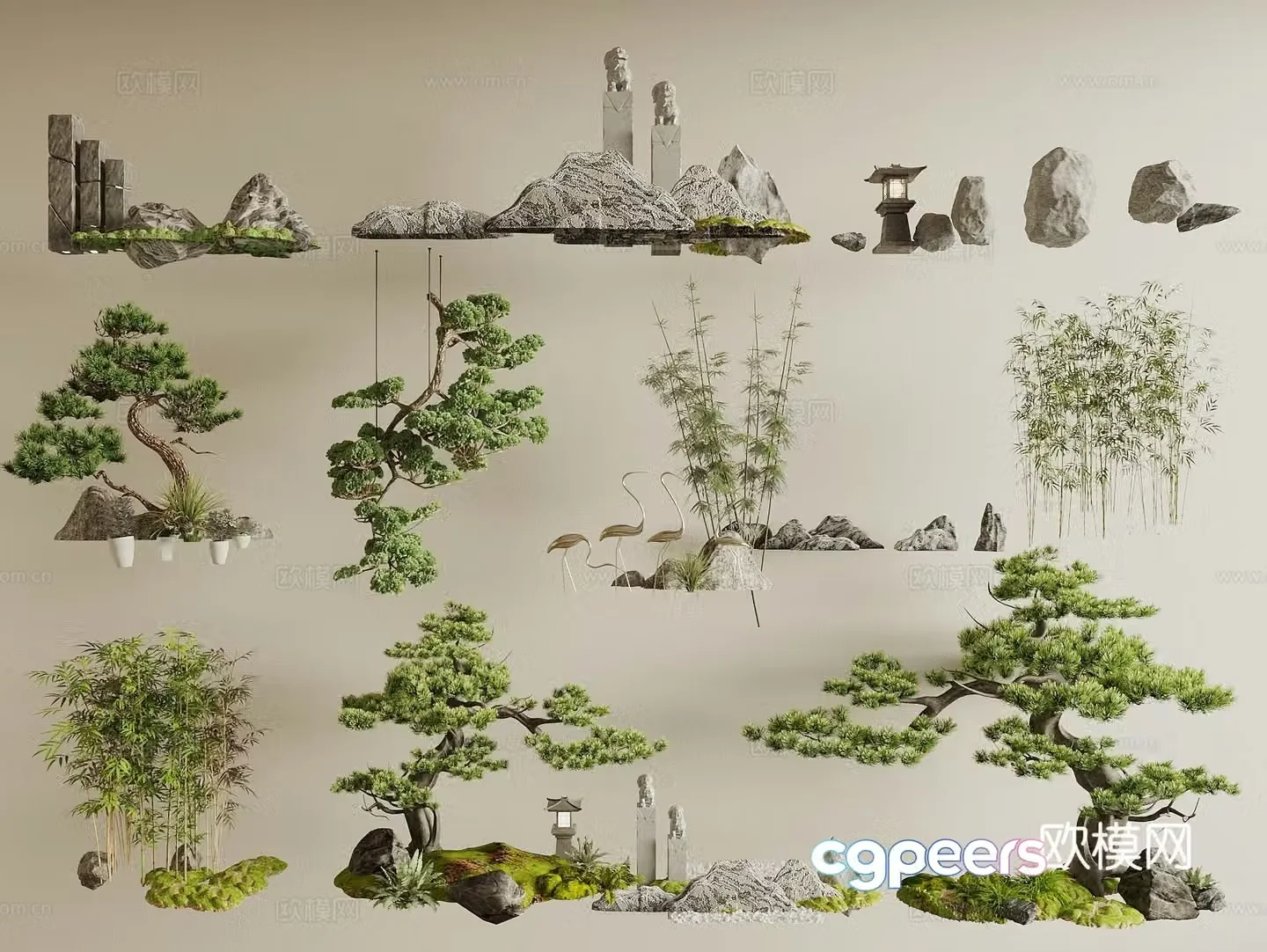 New Chinese-style plant landscape landscape landscape landscape garden sketch interior landscape 3d model