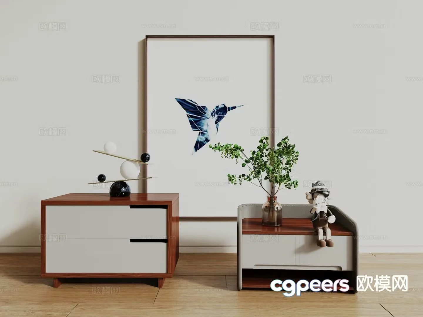 Modern bedside table 3d model