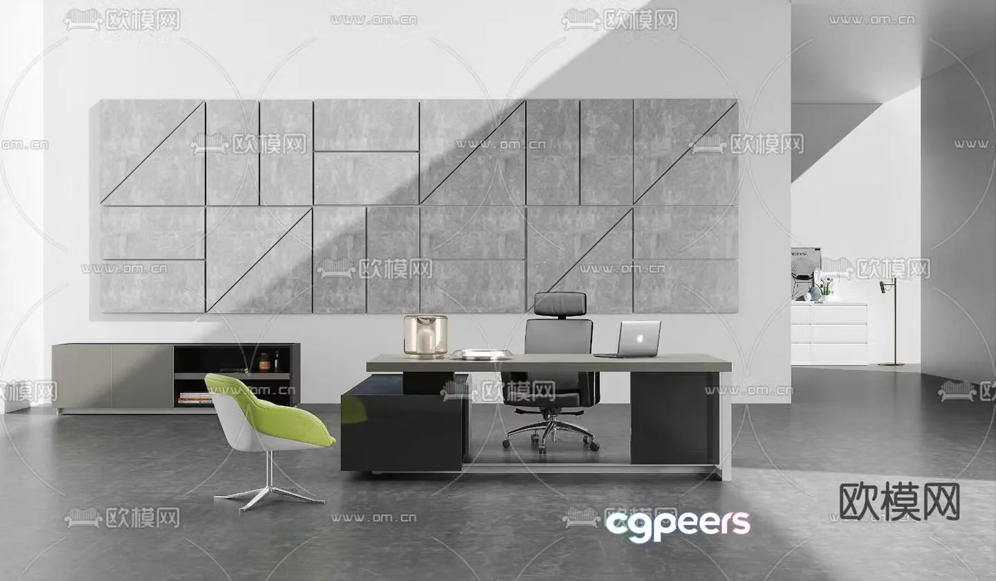 3D model of executive desk and chairs