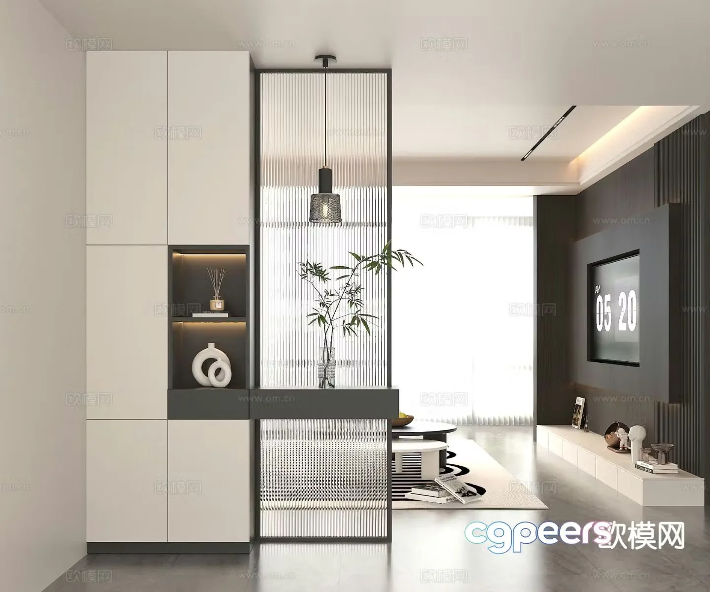 Modern entrance shoe cabinet partition cabinet 3d model