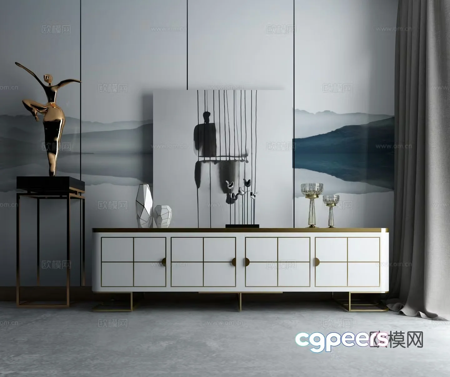 Modern TV cabinet combination 3D model