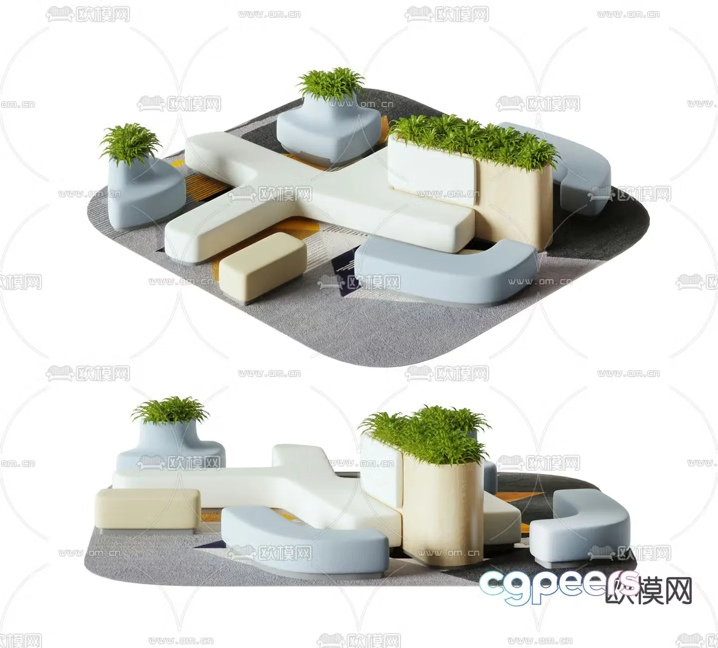 Office sofa lobby sofa public sofa 3d model