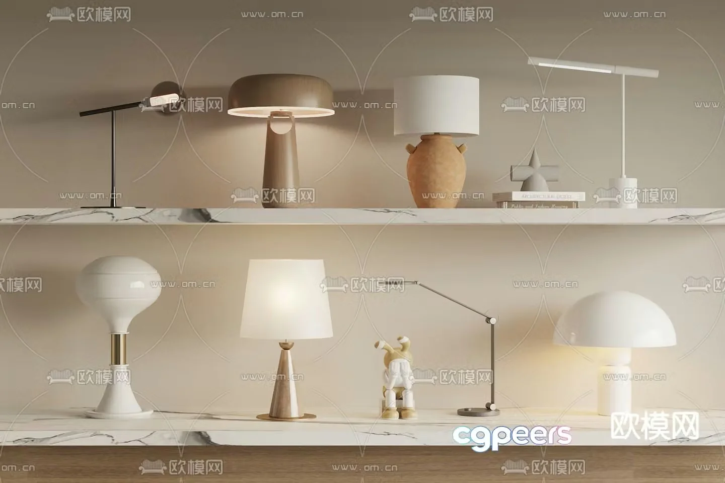 Cream style desk lamp 3d model
