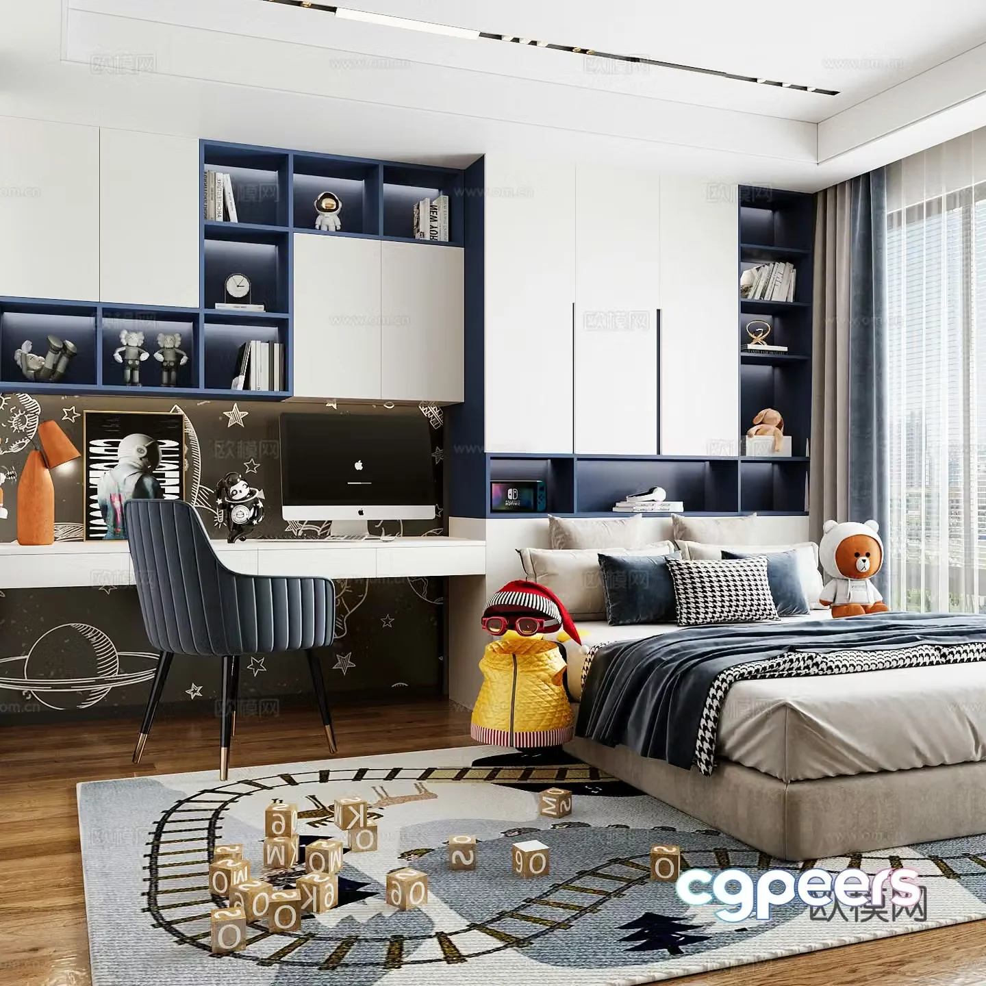 Modern children’s room boy’s room 3d model