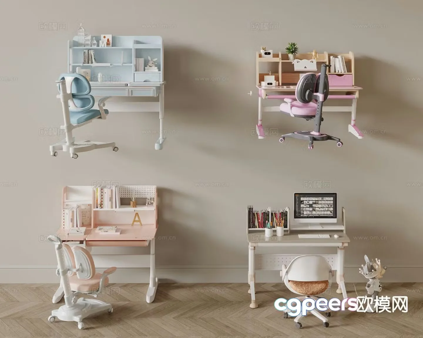 Children’s study table writing desk 3d model