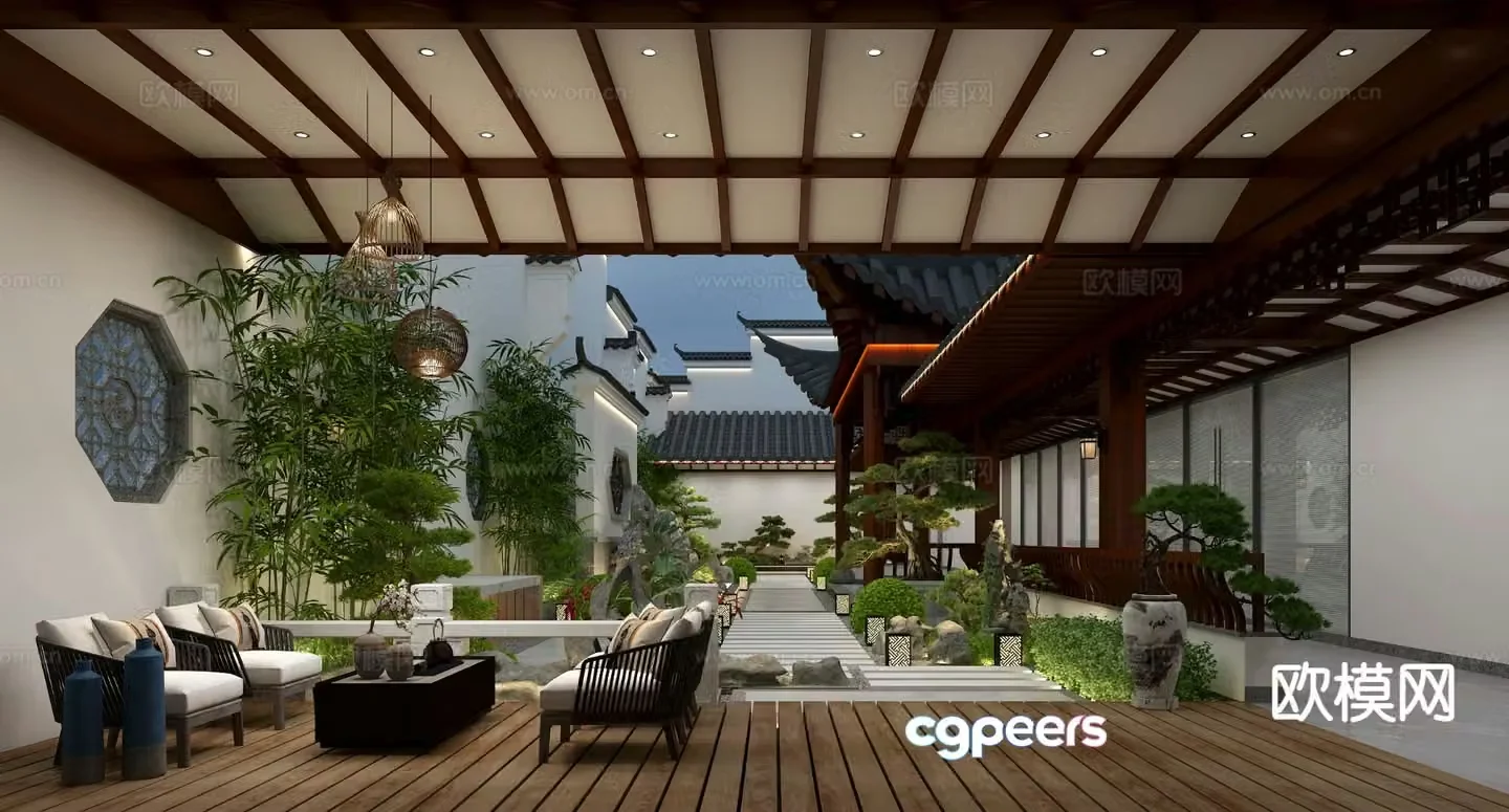 3D model of Chinese ancient building courtyard