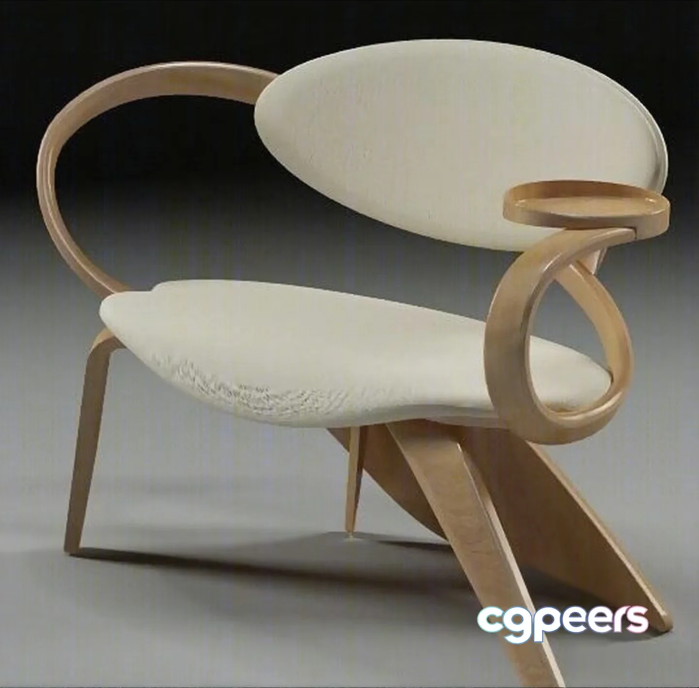 Wooden Chair With White Upholstery 3D Model – 6480 – VRAY Render