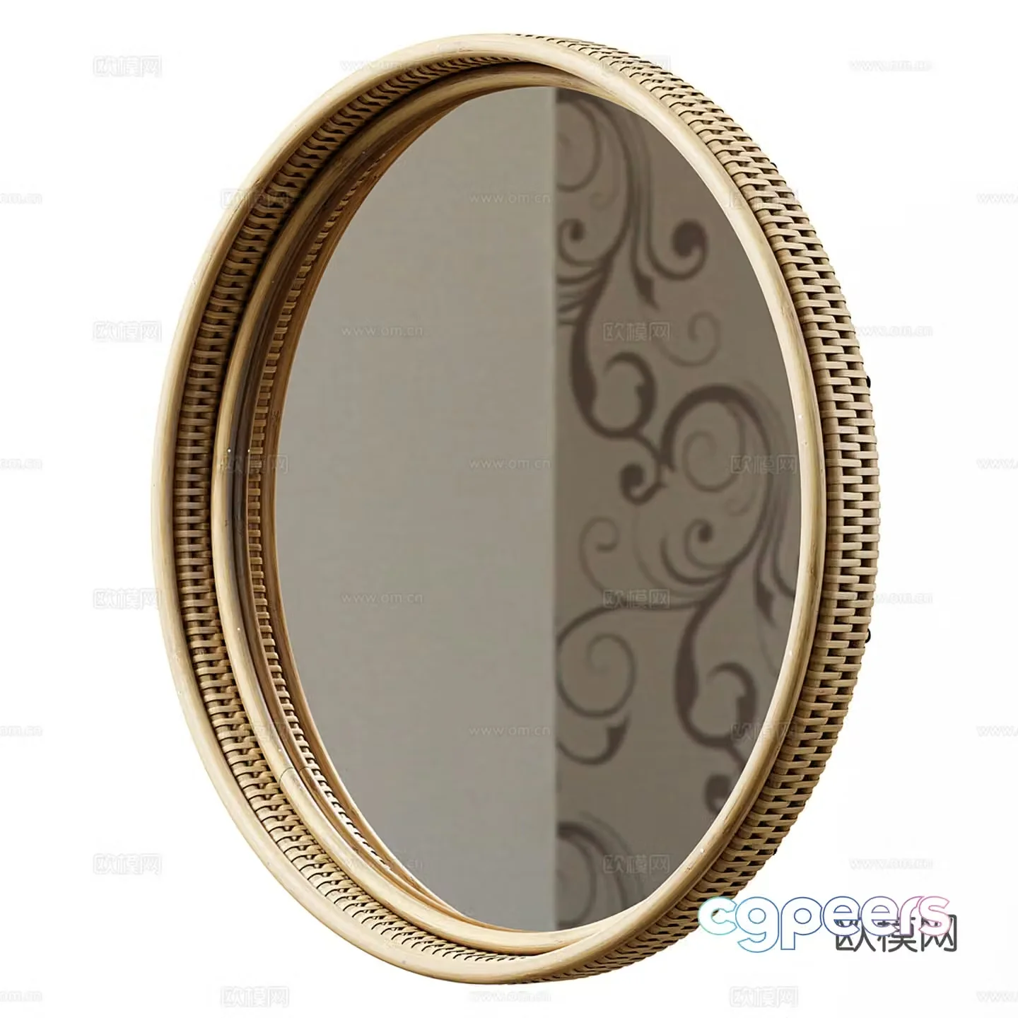 Wavia circular decorative mirror mirror 3d model