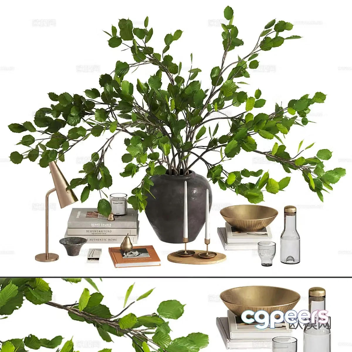 Branches bouquet decoration set 3d model