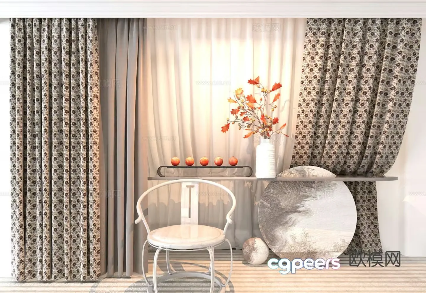 New Chinese style curtain 3d model