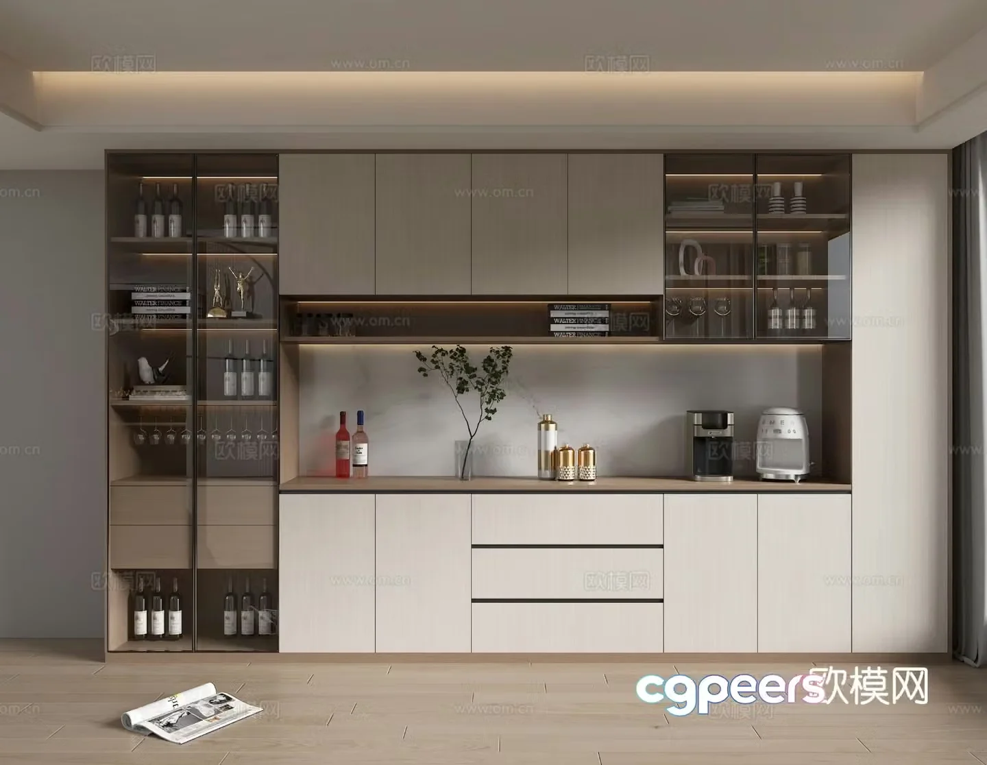 Modern wine cabinet 3d model