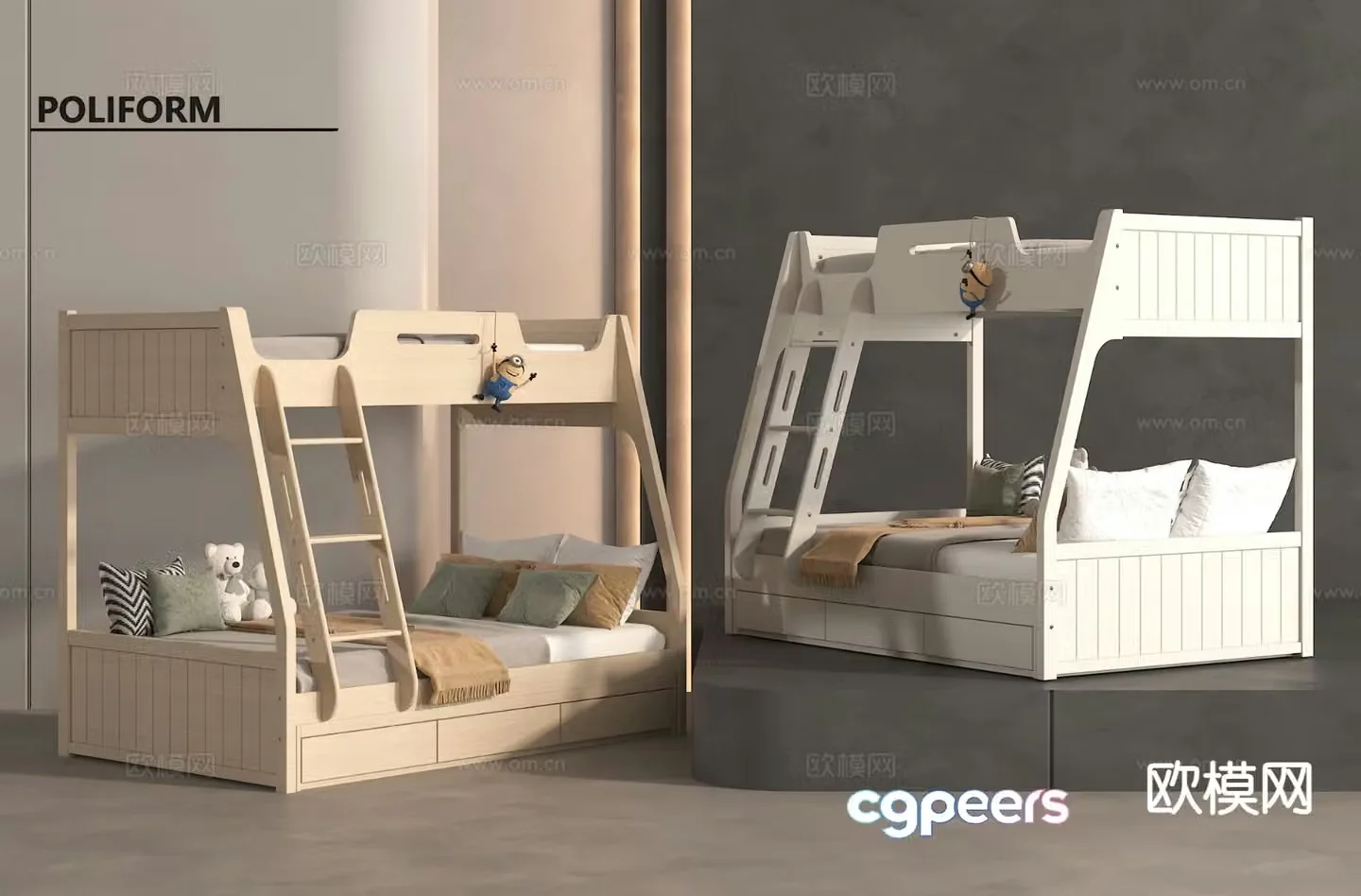 Children’s bed bunk bed bunk bed 3d model