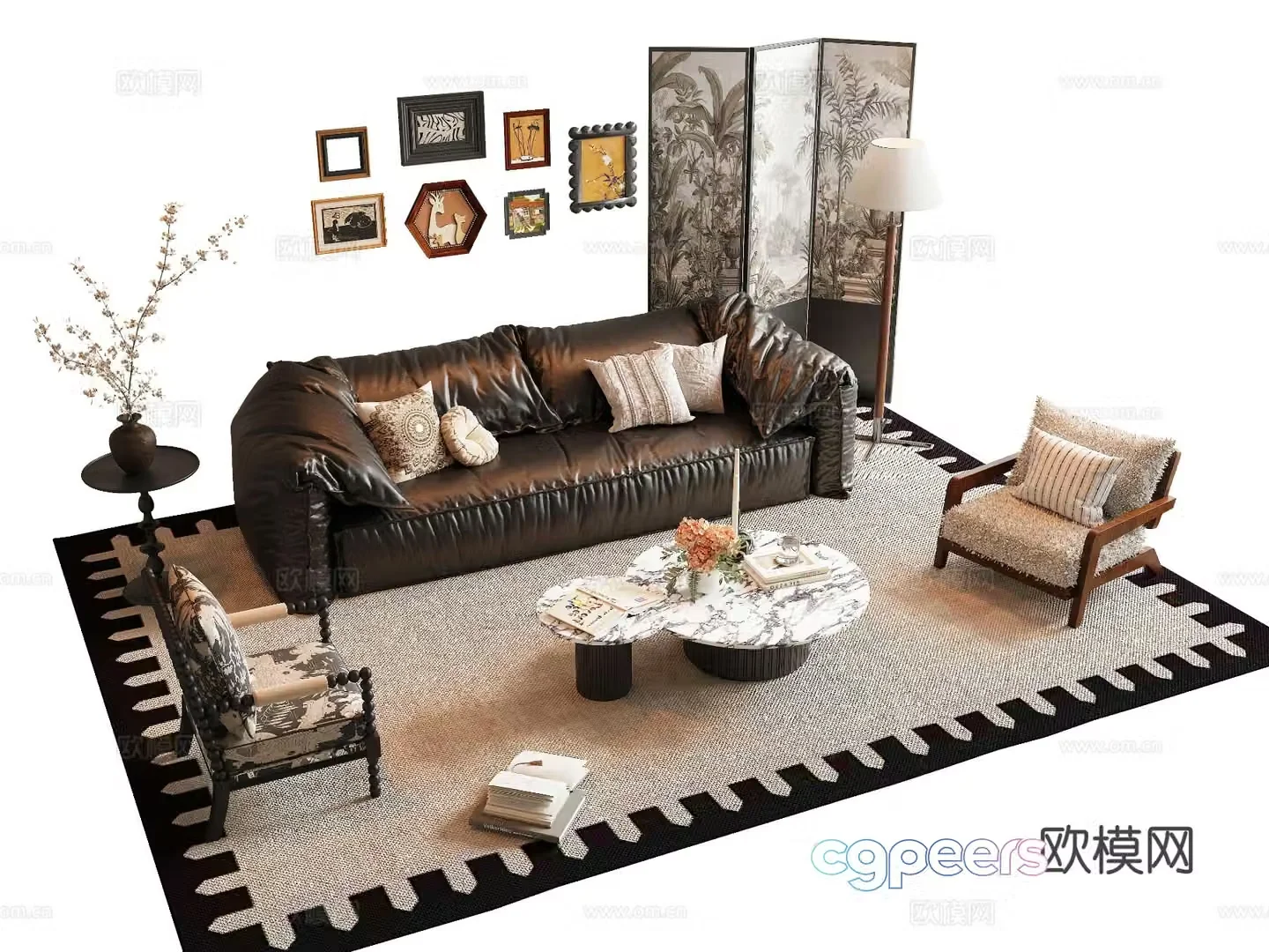 Medieval style modular sofa 3D model
