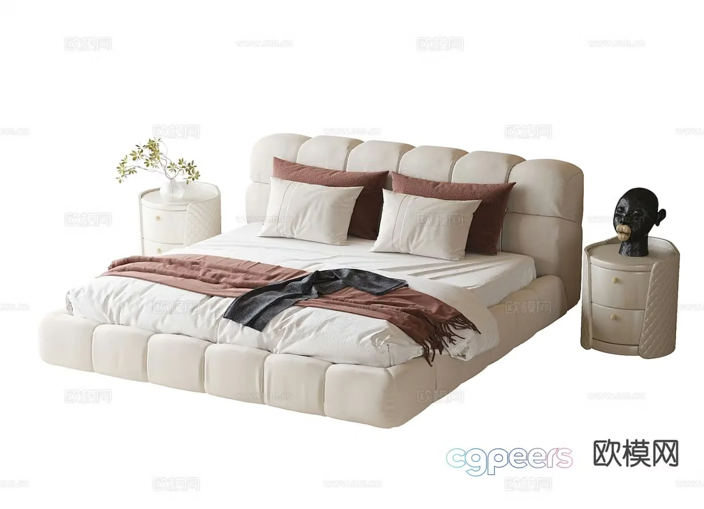 Modern double bed 3d model