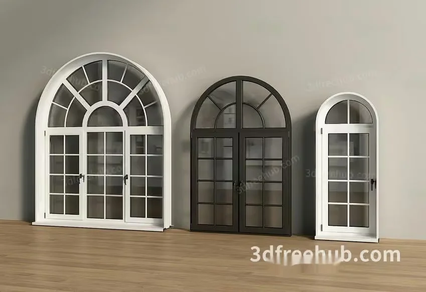 Three Free-Standing Glass Cabinets 3D Model – 22542 – VRAY Render