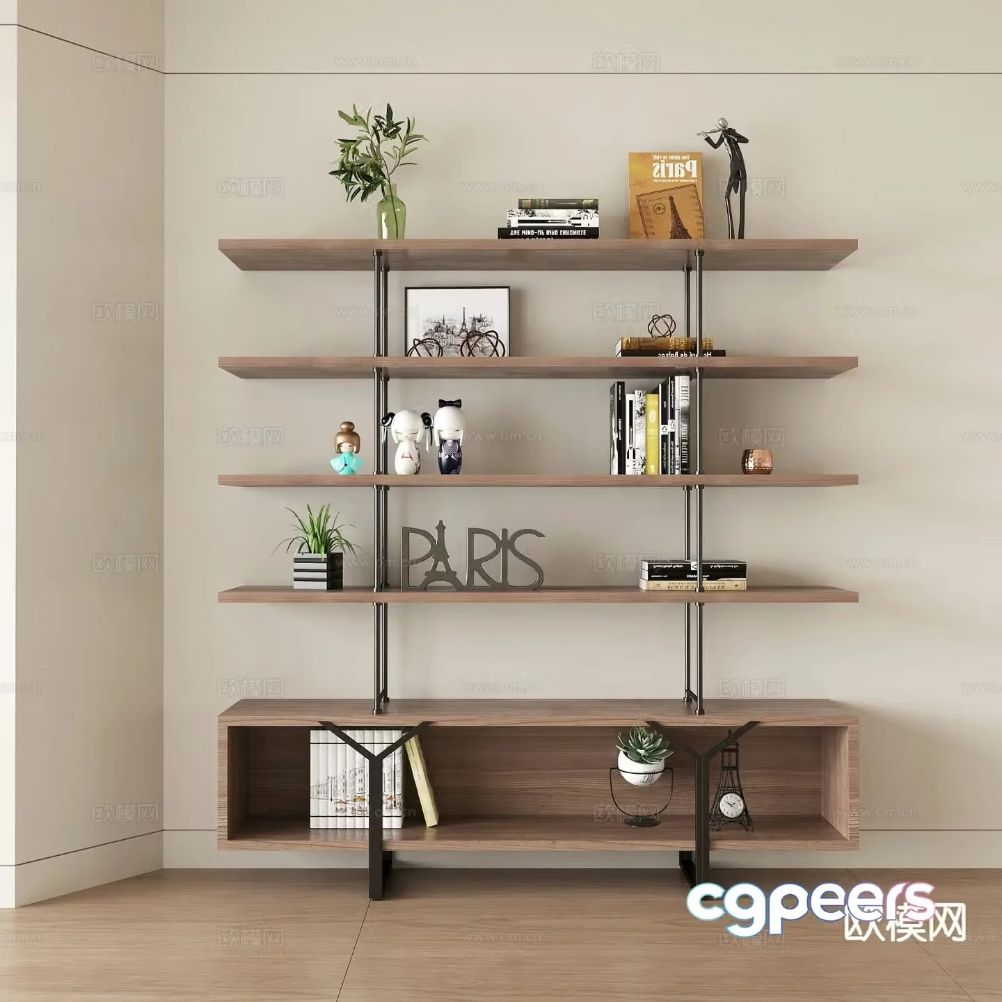 Modern bookcase display cabinet 3d model