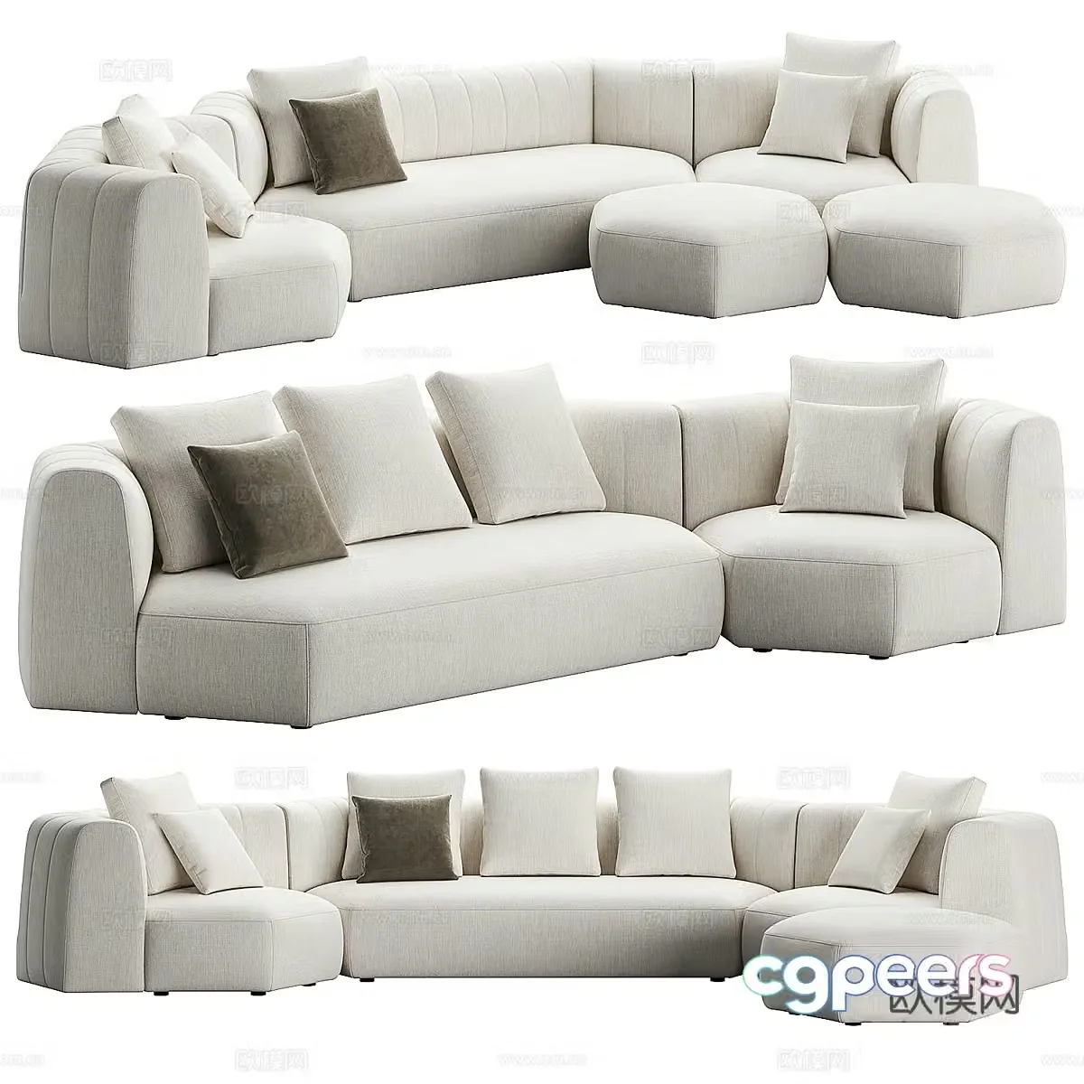 Sofa combination fabric sofa casual sofa living room sofa office sofa right angle sofa 3d model