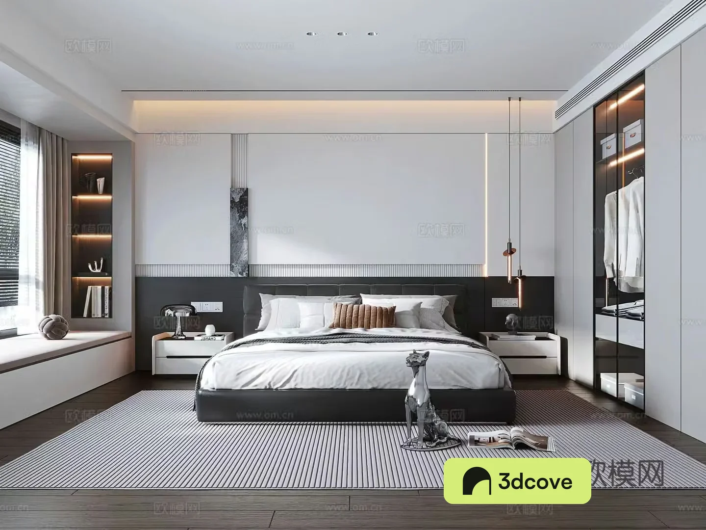 Italian light luxury home bedroom Italian style double bed bedside table wardrobe bedside chandeliers