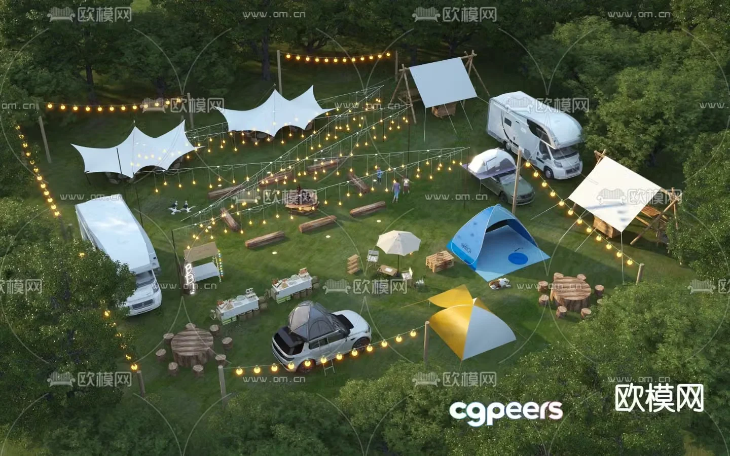Camping sketch tent camper 3d model