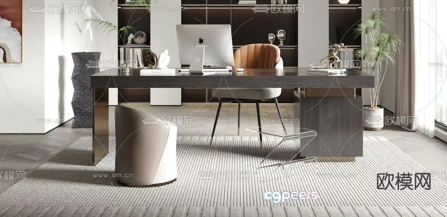 modern desk office desk 3d model