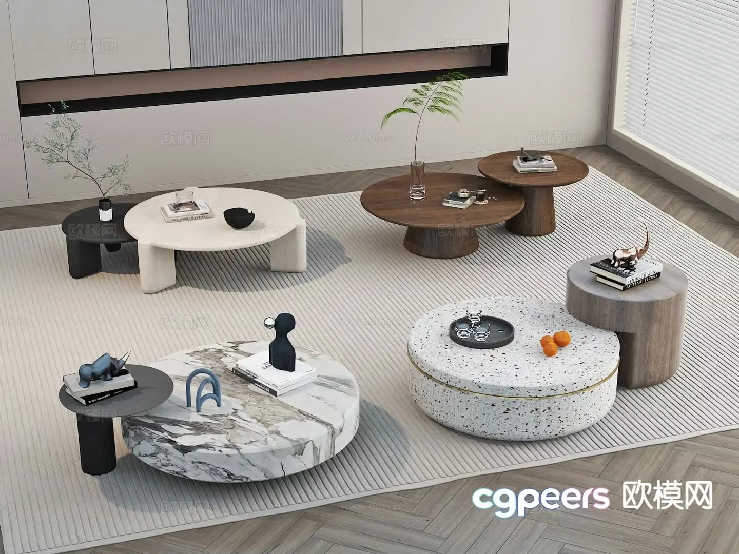 Modern double coffee table 3d model