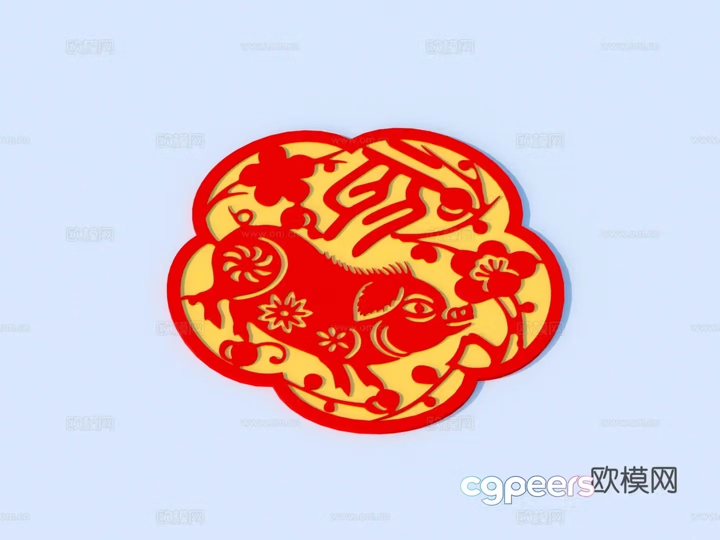 Wall decoration zodiac paper-cut 3d model
