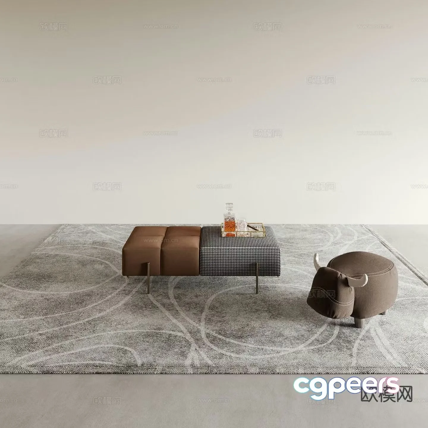Sofa stool shoe changing stool imperial concubine couch bed footrest 3D model