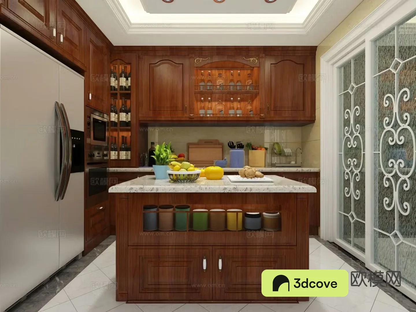 Open kitchen island cabinet