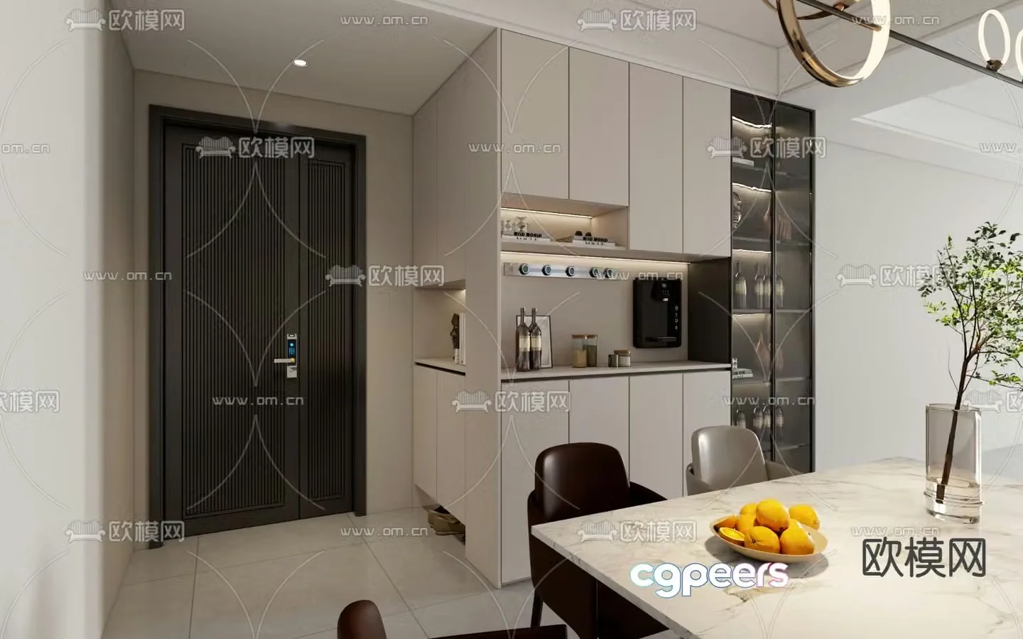 Modern shoe cabinet integrated cabinet 3D model