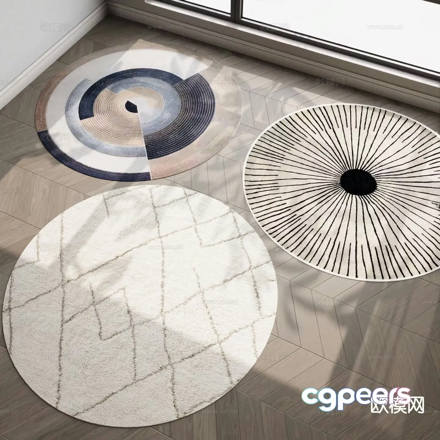 Modern carpet round carpet 3d model