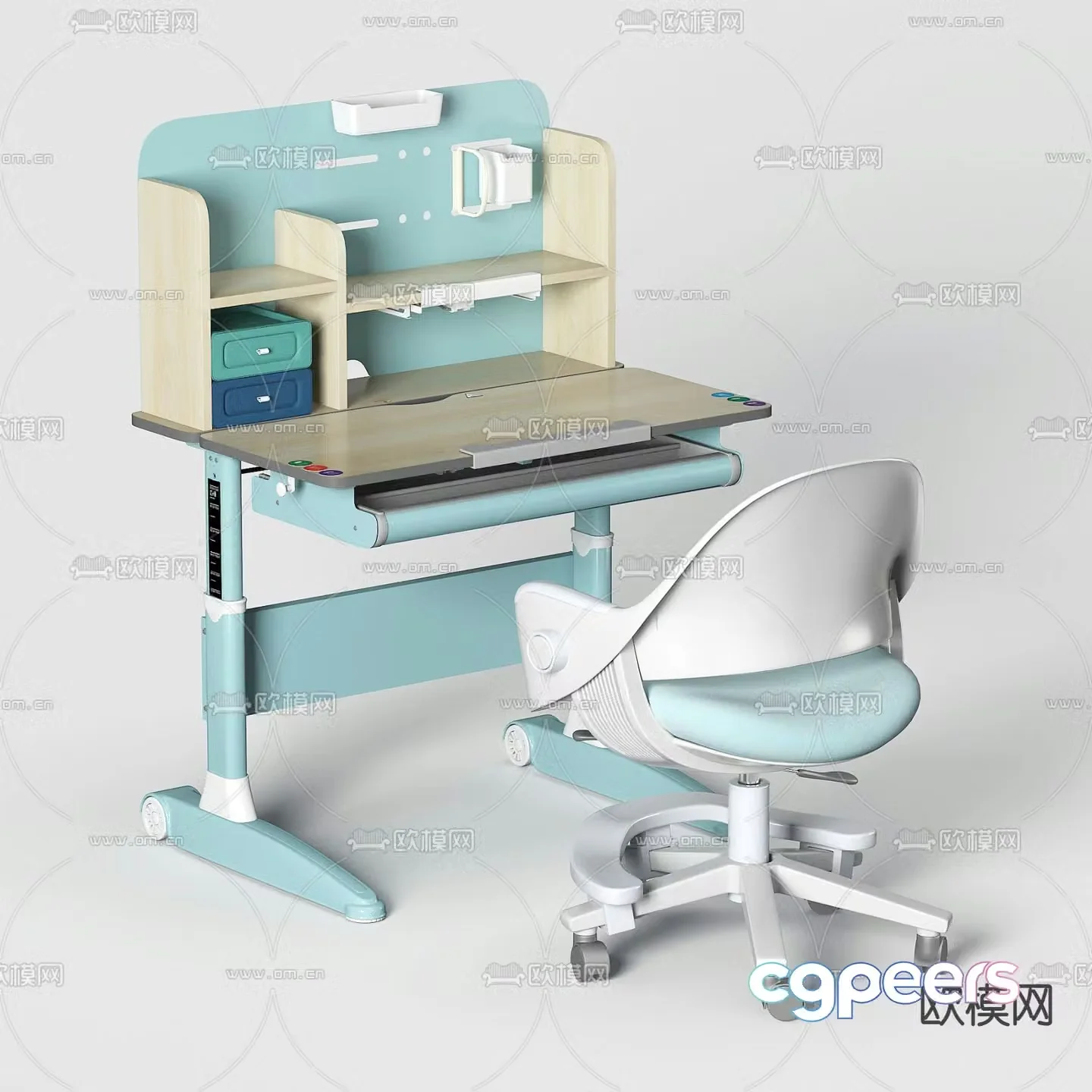 Children’s desk and chair study table 3d model