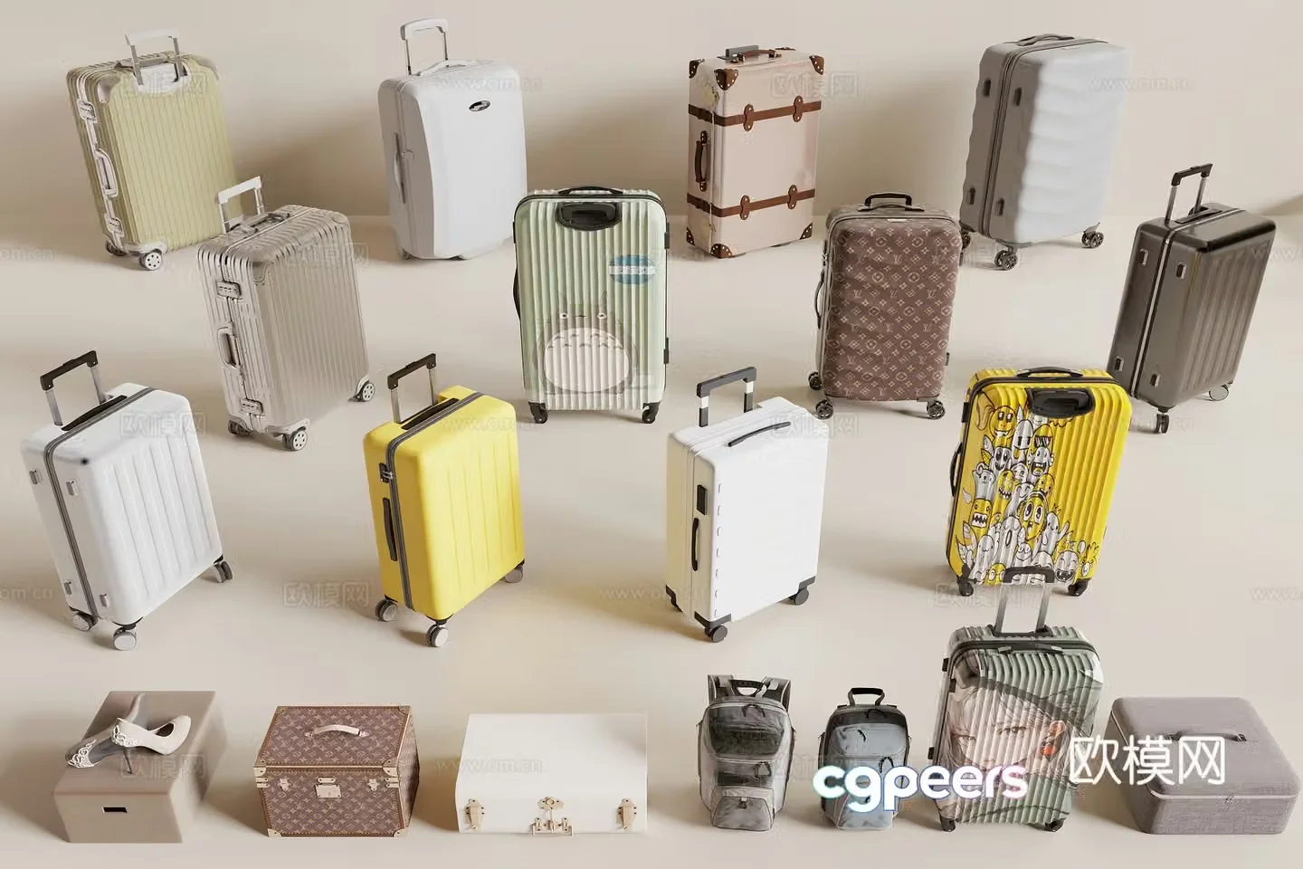 Modern suitcase luggage bags suitcase 3d model
